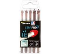 Coffret 5 forets carrelage 3 forets de Ø6mm et 2 forets de Ø8mm - CERAPRO - DIAGER - 4130A G