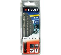 Tivoly Coffret de 5 forets métaux HSS rectifiés queue hexagonale 6,35 mm Ø 2–6 mm 11.43437 G