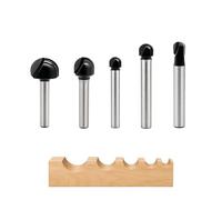Coffret 5 Fraises à Gorge pour Défonceuse, Queue 6 mm, Demi Ronde, pour Bois MDF Contreplaqué, Tailles 6x6/6x8/6x10/6x12/6x18 mm