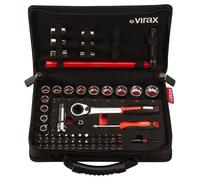 Coffret VIRAX 51 outils spécial plomberie : douilles traversante + embouts 1/4" + clé robinet