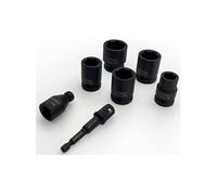 Coffret 7 Douilles à choc Ø13/17/19/21/24 mm + adaptateur 1/2? + porte-embout - Acier CrMo