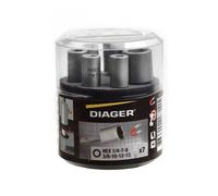 Coffret 7 douilles de vissage magnétique - DIAGER - longueur 50 mm 1/4-7-8-3/8-10-12-13