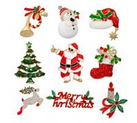 Coffret 9 Broches Festives, cadeau noel femme pour tenues d'hiver | Finition émaillée 3-5cm, accessoire noel élégant pour sublimer vos tricots et vestes lors des soirées.