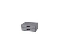 Coffret à 2 tiroirs Birger BigsoBox canvas toilée et poignée cuir brun - 9431/C64 - Carton - 14.5 cm - Gris - 33x25 cm
