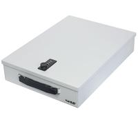 Coffret à documents verrouillable serrure à combinaison - Acier - Format A4 - Gris clair - Avec poignée