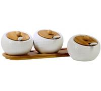 Coffret à épices, bocaux en céramique, pot de rangement avec cuillère, sucrier et salières