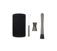 COOK CONCEPT - KV7337, Coffret à Mojito avec 4 Accessoires en Acier Inoxydable - Moule à Glace, Doseur, Couteau, Pilon - 11 x 20,5 x 3,4 cm - Argent/Noir/Blanc