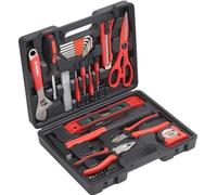 Coffret à outils 44 pièces, 2 pinces, marteau, tournevis de précision, mètre ruban 3m, niveau à 3 bulles, clés hexagonales