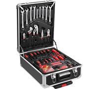 Coffret à outils 800 pièces - Kit d'outils - Valise à roulettes en aluminium - Jeu de clés à douille et outils à main - Acier au carbone - Or