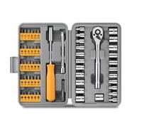 Coffret à outils Jeu de clés à cliquet à douille de 1/4 pouces, 57 pièces, ensemble complet d'outils de réparation automobile pour l'entretien des motos, outils mécaniques