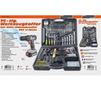 Coffret à outils Mannesmann, 75 pièces avec perceuse-visseuse sans fil 20 V, Li-Ion