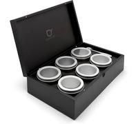 Coffret à thé 36 x 21 cm, avec 6 boîtes et une cuillère à mesurer, noir, bambou, Bredemeijer