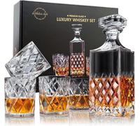 Coffret à whisky en cristal de 5 pièces, verres de 280 ml dans un coffret cadeau, carafe en cristal de 849 ml