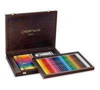 Coffret Beaux,Arts En Bois , 30 Crayons Prismalo + 40 Neocolor Ii