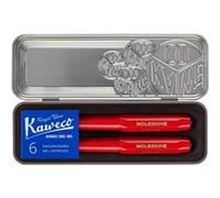 Coffret boîte métallique Moleskine Kaweco Stylo plume et Stylo bille avec cartouches d’encre Rouge Rouge G
