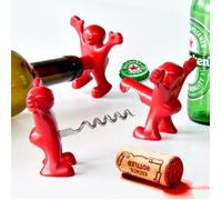 Mikamax - Happy Men Set - Ensemble D'hommes Heureux - Tire-Bouchon - Ouvre-Bouteille - Bouchon À Vin - 8 Cm De Hauteur