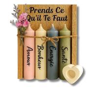 Coffret Bougie - Lot 4 Bougies avec Bougeoir en Bois | Idée Cadeau Femme Anniversaire, Coffret Bien Etre Femme, Cadeau Meilleure Amie, Maman Anniversaire | “Prends ce qu’il te faut” (Bougies Bonheur)