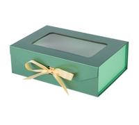 Coffret cadeau 2 pièces for cadeaux avec ruban pour Mariage, Anniversaire | Boîte-cadeau transparente avec fenêtre, boîtes-cadeaux à fermeture magnétique avec couvercles(Green10.8x7.5x3.5Inc)