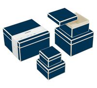 Coffret cadeau 5 pièces, bleu marine - En bois, empilable - Ensemble de boîtes de rangement - Emballage cadeau
