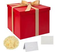 Coffret cadeau avec ruban et couvercle, grand coffret cadeau, boîte cadeau | 23 x 23 x 18 cm,Coffret cadeau élégant avec ruban, grande capacité, rouge, idéal pour un anniversaire