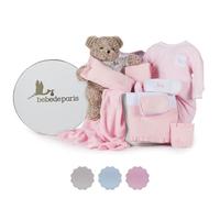 Coffret cadeau bébé en boîte Vintage Classique avec Ours -coffret cadeau naissance - coffret vêtement bébé - bouquet de naissance. Taille 3/6 mois. (Rose) | BebeDeParis