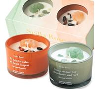 Coffret Cadeau Bougies Cristal Luxe - Bougies Parfumées en Cire de Soja avec Cristaux, Aromathérapie & Affirmations Positives | Idée Cadeau Saint-Valentin, Relaxation & Bien-être