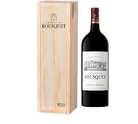 Coffret Cadeau Caisse Bois - MAGNUM Château du Bousquet - AOP Côtes de Bourg - Grand Vin de Bordeaux - Vin Rouge - 1,5 L