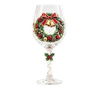 Coffret Cadeau Collection de Verre a Vin Verre de Noel 3d De Noël | verres à vin à tige avec Motifs de Vacances Gobelet Vacances Surélevé avec Décor de Flocon de Neige Pour Vins Cocktails