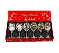 Coffret Cadeau Collection De Verres À Vin 3d De Noël, 6pcs Verres De Noël | Kollektion Geschenkbox Set, Verres À Vin De Noël Avec Motifs De Vacances, Gobelet Vacances Surélevé Pour Vin Cocktails