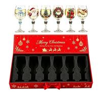 Coffret Cadeau Collection Verres Vin Noël Gobelet Vacances Surélevé Élégant | Verre à Cocktail de fête, 6 pièces, pour la maison, le bureau, le Bar, la cuisine, la bière, le whisky, le Champagne