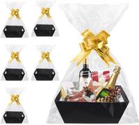 Coffret cadeau comprenant 6 boîtes en carton vides avec poignées, cordons et papier d'emballage transparent pour les fêtes de Noël (noir)