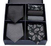 Coffret cadeau cravate - 1 pièce, 3cravates +pochettes 100%soie luxe fête des pères cadeau homme - Type coffret Étiquette