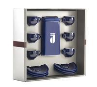 Coffret cadeau Danesi La Forma - Cassette de kava Dark's 250 g + 6 tasses à expresso et 6 soucoupes - bleu