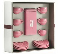 Coffret cadeau Danesi La Forma - Cassette de kava Dark's 250 g + 6 tasses à expresso et 6 soucoupes - rose