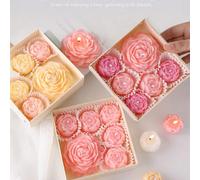 Coffret cadeau de 4 pièces/6 pièces de bougies parfumées en forme de rose, cire de soja faite à la main, parfum longue durée. Romantique, élégant, exquis, décoration intérieure parfaite pour toutes le