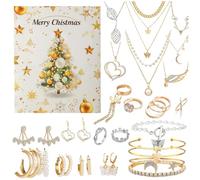 Coffret Cadeau De Bijoux De Compte À Rebours De Noël,calendrier De Compte À Rebours De Noël De Bijoux De 24jours,boîte De Bracelet De Collier De Boucle D'oreille De Mode,cadeau De Fête Pour Les Femmes