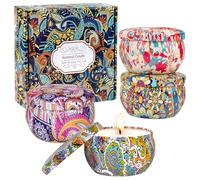Coffret Cadeau de Bougies Parfumées pour Femmes, Lot de 4 Bougies d'aromathérapie au Soja Longue Durée, Bougie Parfumée de Noël, Cadeaux d'anniversaire et de Noël pour Femmes, Bain, Spa et de yoga