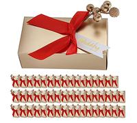 Coffret cadeau de luxe pour faveurs de mariage, 50 pièces, élégantes boîtes à souvenirs de bonbons en or champagne avec nœud papillon pour fête de mariage, célébration (mariage petit noeud rouge)