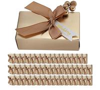 Coffret cadeau de luxe pour faveurs de mariage, 50 pièces, élégantes boîtes à souvenirs de bonbons en or champagne avec nœud papillon pour fête de mariage, célébration (petit noeud doré de mariage)