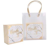 Coffret Cadeau de Mariage en Bois, 2 Ensembles, Sac d'emballage de Bonbons Exquis en PVC, Accessoire de fête d'anniversaire (marbre en Or Blanc)
