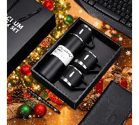 Coffret cadeau de Noël : 1 set de 500 ml Gobelet isotherme d'affaires, Bouteille isotherme en acier inoxydable avec tasse à café/boisson chaude, convient pour les voyages et les affaires Acier inoxyda