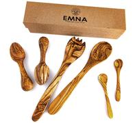 Coffret cadeau en bois d'olivier – 6 pièces, fabriqué à la main, comprenant un couteau à beurre, un presse-agrumes