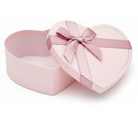 Coffret cadeau en forme de cœur, rose, avec ruban en satin, dimensions : 22 x 20 x 9 cm