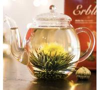 Coffret cadeau floral - thé fleuri en bouteille en verre de 500 ml & 6 sachets de thé blanc + thé noir Teelini en cadeau - 8 pièces