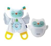 Infantino Coffret Doudou Lumineux et Veilleuse Murale Nomade Rechargeable Chouette, s'Alllume Automatiquement dans le Noir, 60 Heures d'Autonomie