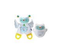 Infantino Coffret Doudou Lumineux et Veilleuse Murale Nomade Rechargeable Chouette, s'Alllume Automatiquement dans le Noir, 60 Heures d'Autonomie