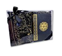 Coffret Cadeau Islamique (livret du Coran 9 Sourahs + Tapis de prière + Perles de prière Tasbeeh) Namaz Oriental Tapis Musulman Janamaz Sajadah Idéal Hajj/Umrah/Ramadan/Mariage/Niqah Noir