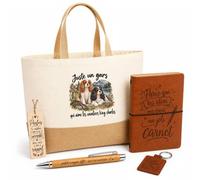 Coffret Cadeau Juste un gars qui aime les cavaliers King Charles | Sac Cabas Coton et Jute 18 L, Carnet, Stylo Bambou, Porte-Clés, Marque-Page | 5 Pièces | Idée Cadeau Papa de Chien Noël Départ