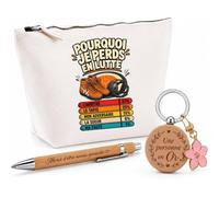 Coffret Cadeau Lutte Pourquoi Je perds | Trousse Coton, Stylo Bambou Gravé et Porte-Clés Bois | 3 Pièces Prêtes à Offrir | Remerciement Anniversaire Noël