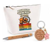 Coffret Cadeau MMA Pourquoi Je perds | Trousse Coton, Stylo Bambou Gravé et Porte-Clés Bois | 3 Pièces Prêtes à Offrir | Remerciement Anniversaire Noël